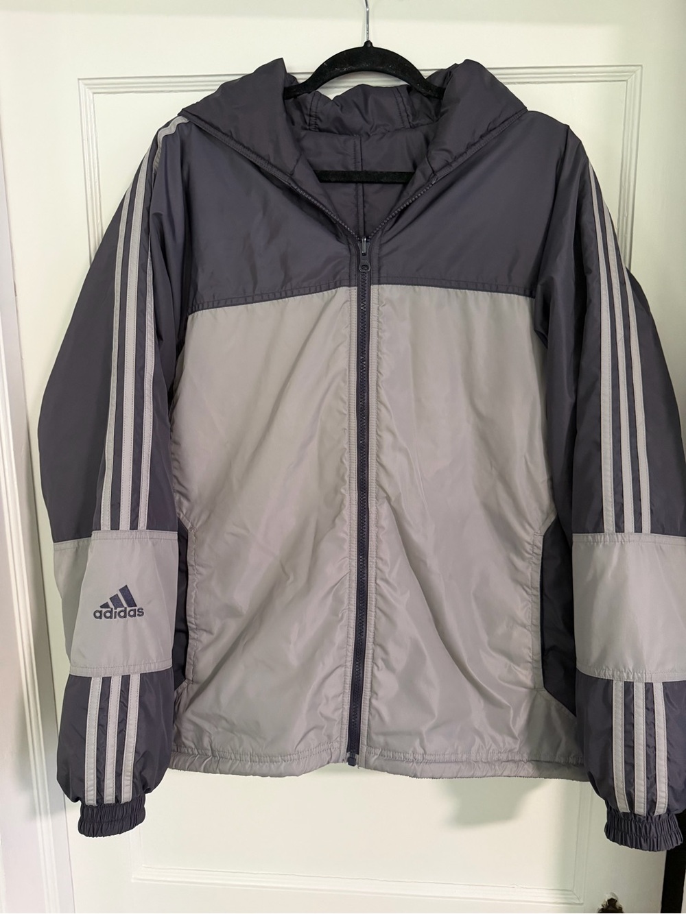 Adidas Vintage 1990’s Gray and Charcoal Reversible Jacket Men’s Medium